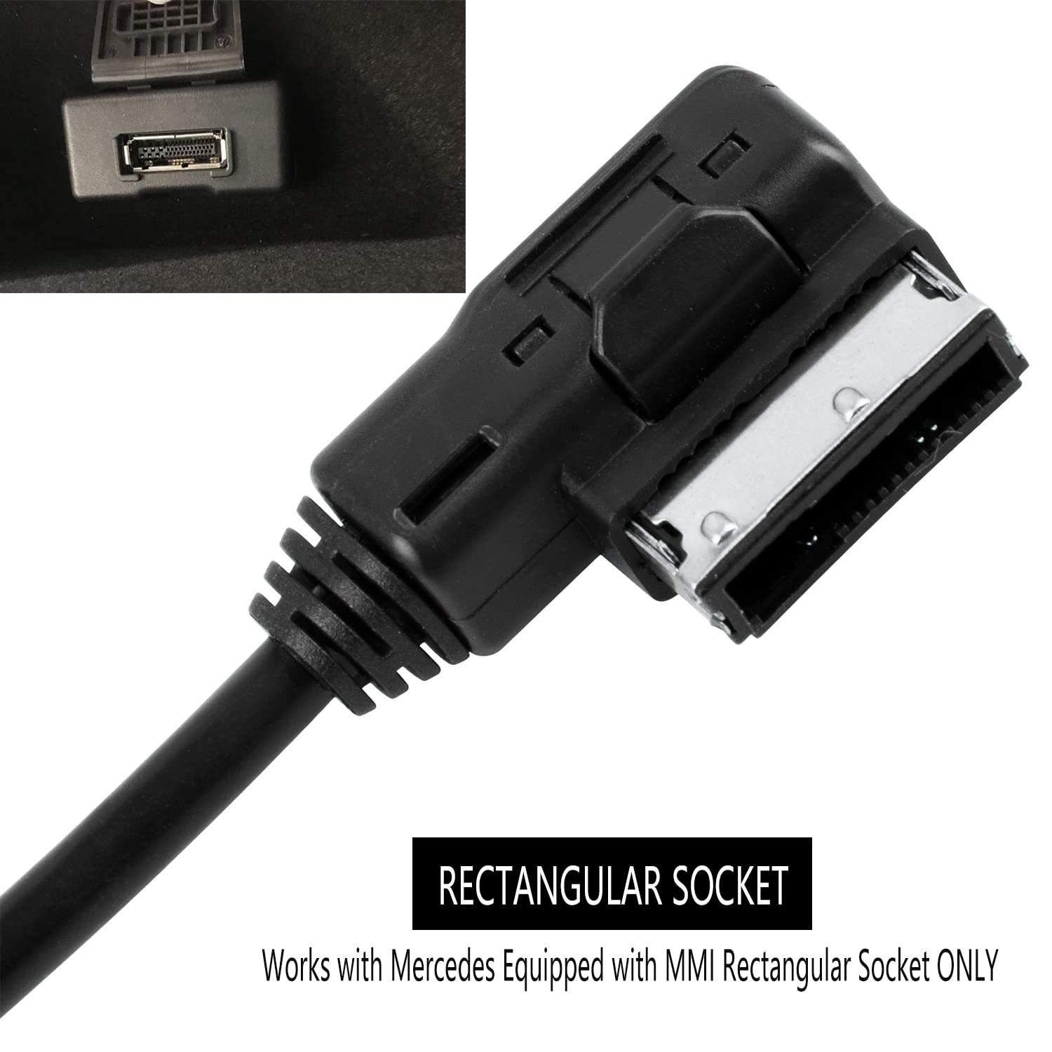 Bluetooth Car kit for Mercedes-Benz,Media Interface AUX Wireless Adator,Compatible with iPhone Android Smartphones,Works with Mercedes Equipped with MMI Rectangular Socket ONLY 3