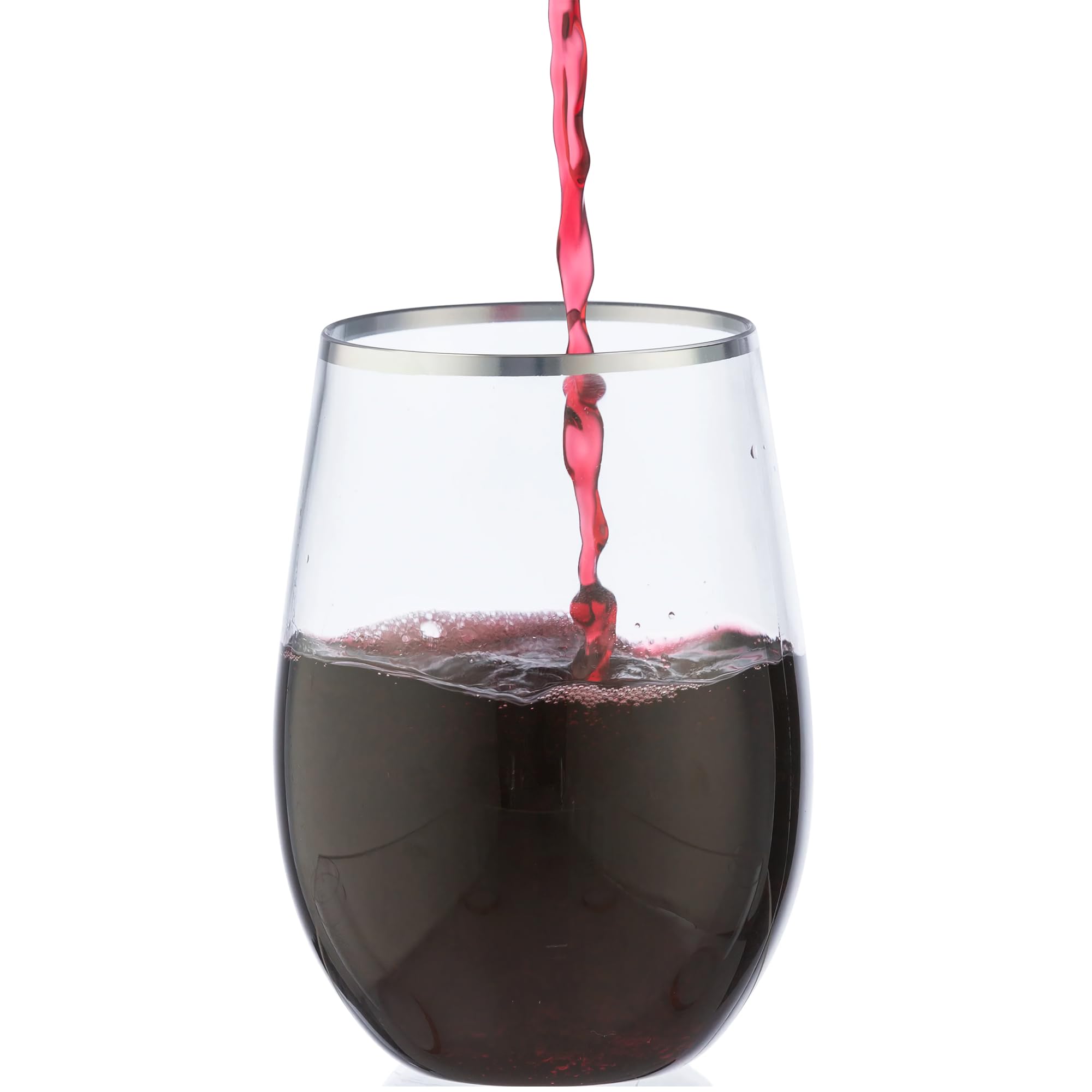 DecorLine Elegant Stemless Wine Goblets - 12 oz (Pack of 6) - Clear with Luxurious Silver Rim - Chic, Durable & Timeless Design - Perfect for Entertaining and Celebrations 5