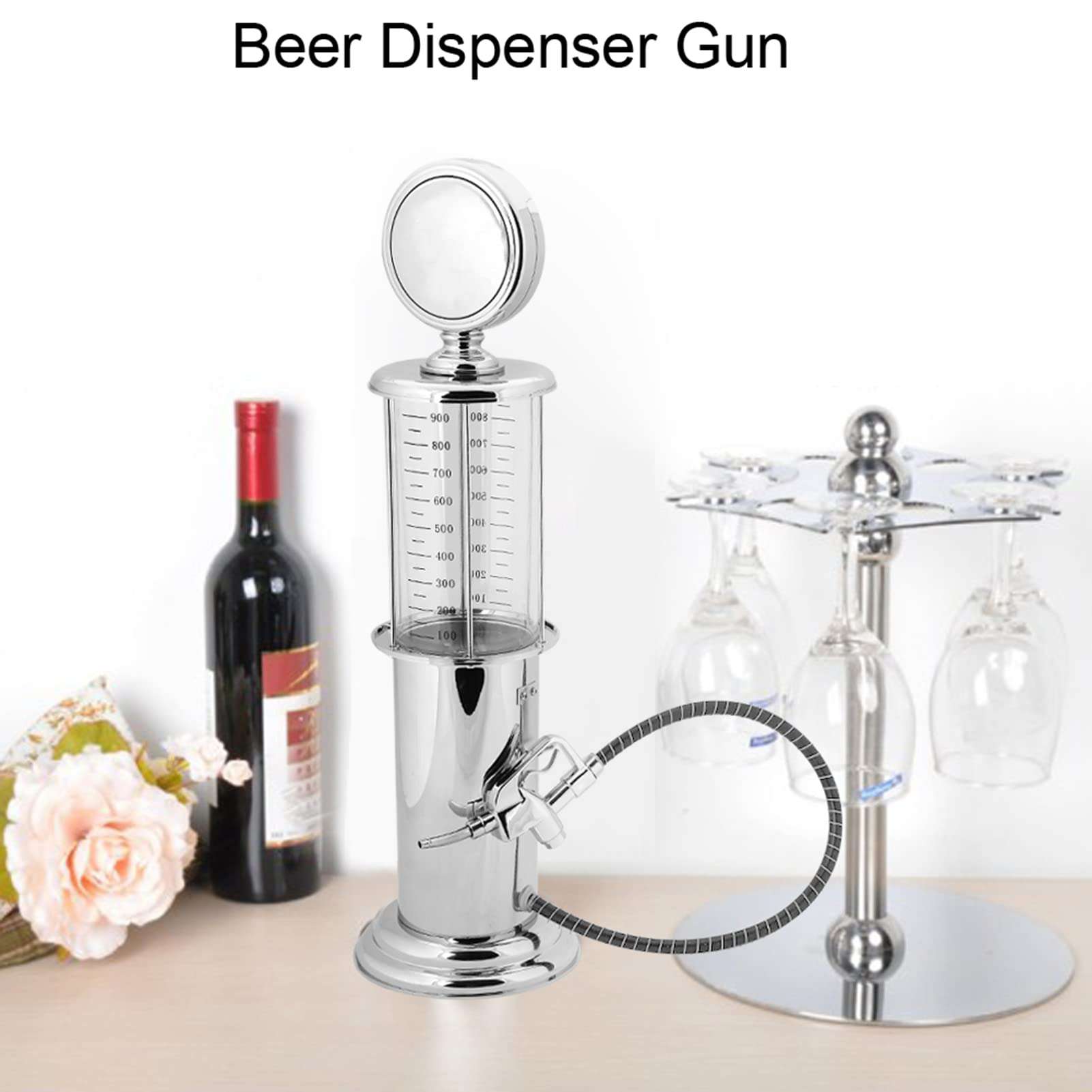 Gavigain Pump Liquor Dispenser for Home Bar, Single Beverage Dispenser 1000cc Capacity Single Gun Beer Beverage Dispenser ContainerAlcohol Beer Dispenser for Bars Hotels KTV and Home 3