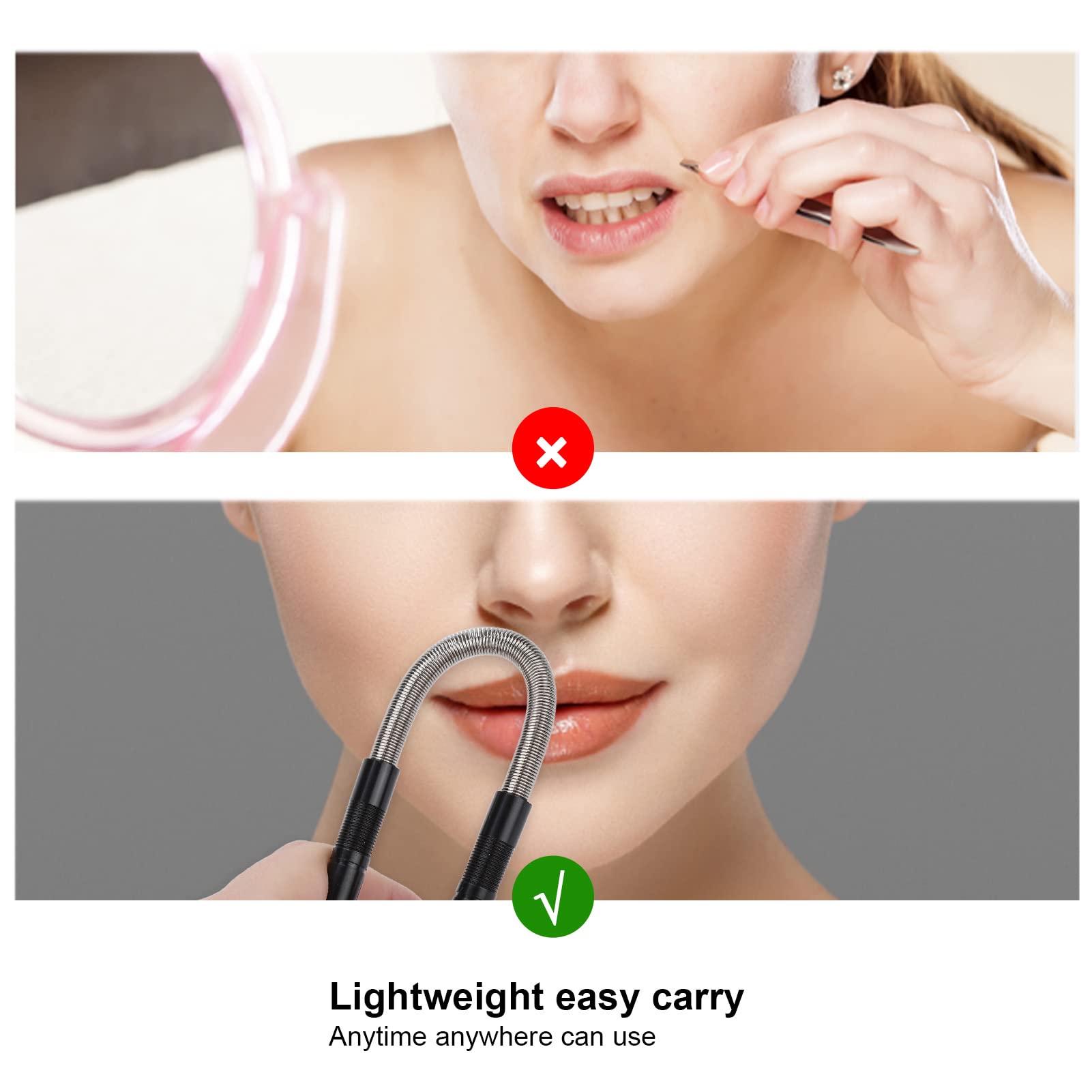 Stainless Steel Facial Hair Remover, 3 Colors, Facial Hair Makeup Threading Tool for Face Upper Lip Chin Cheeks(Black) 3
