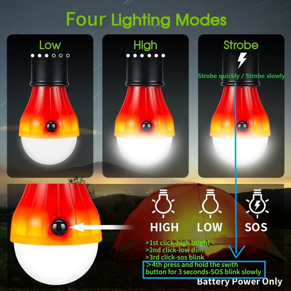 LED Camping Light [2 Pack] Doukey Portable LED Tent Lantern 4 Modes for Backpacking Camping Hiking Fishing Emergency Light Battery Powered Lamp Camping Essentials Tent Accessories 4