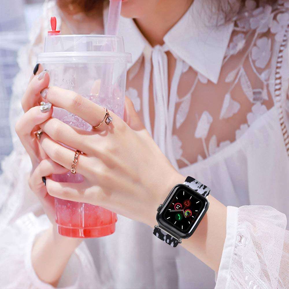 Elastic Apple Watch Bands Compatible with Apple Watch 38mm 40mm 42mm 44mm, Soft Stretch Elastics Wristbelt Replacement Wristband for iWatch Series 6/5/4/3/2/1 with Adjustable Buckle 6