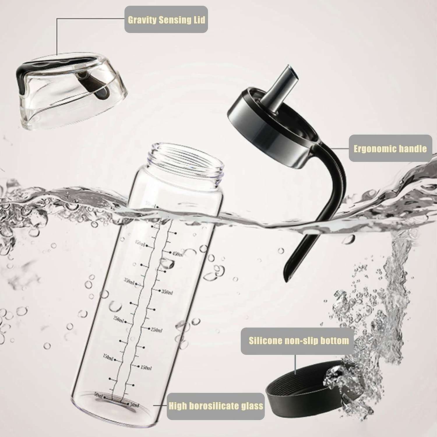 18oz Auto Flip Olive Oil Dispenser Bottle Leakproof Condiment Container With Automatic Cap and Stopper,Non-Slip Handle for Cooking.Perfect for Oil,Sauce,Vinegar 6