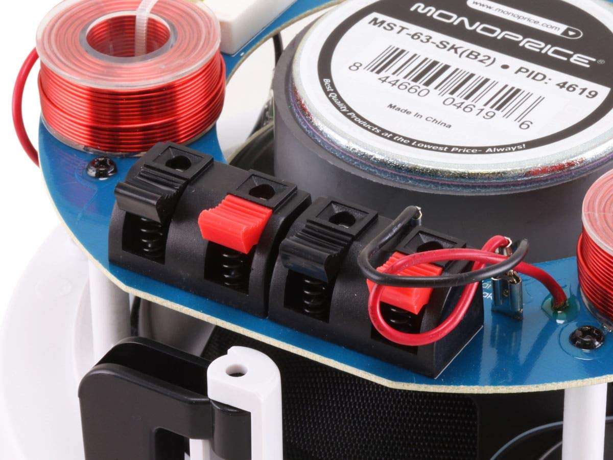 Monoprice 2-Way In-Ceiling Speakers - 6.5 Inch, Dual Input Stereo, Glass Composite Woofer (Pair) - Aria Series 6