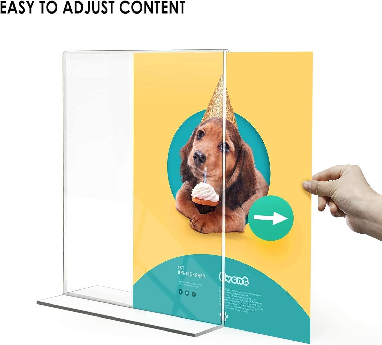 NEILL® Acrylic Sign Holder T Shape, Size-A4 (8.3"x11.7"), Pack of 1 Pc, Clear/Transparent, Double Sided Portrait Display Stand Table Top, Perfect for Restaurants, Promotions, Classroom, Office, Store, Restaurants, Wedding Party Decoration 6