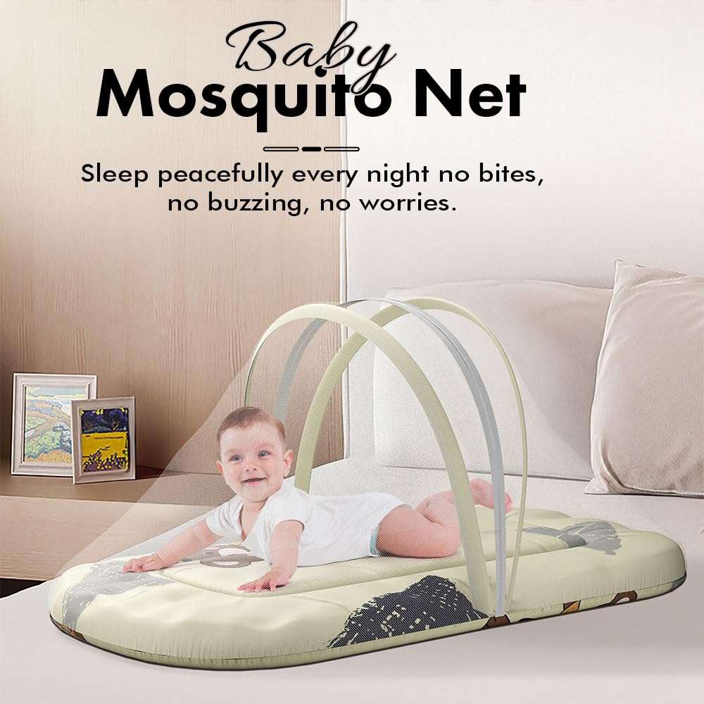 StarAndDaisy 3 in 1 Baby Mosquito net for Sleeping - Newborn, Infant Mosquito net for Baby/Soft and Comfortable Bed for 0-12 Months/Washable Cotton Design -Teddy Print 3