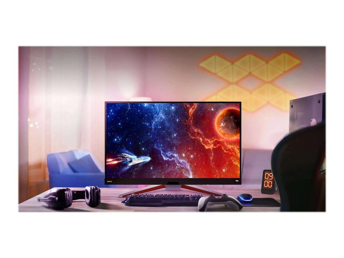 BenQ MOBIUZ EX3210U 4K UHD 32"(81cm) 3840 x 2160 Pixels VESA DisplayHDR600 IPS Gaming Monitor with Remote-4k@120Hz PS5 Compatible,98% DCI-P3,144Hz,1ms MPRT,HDMI 2.1,DP,USB 3.0Hub(White) 2