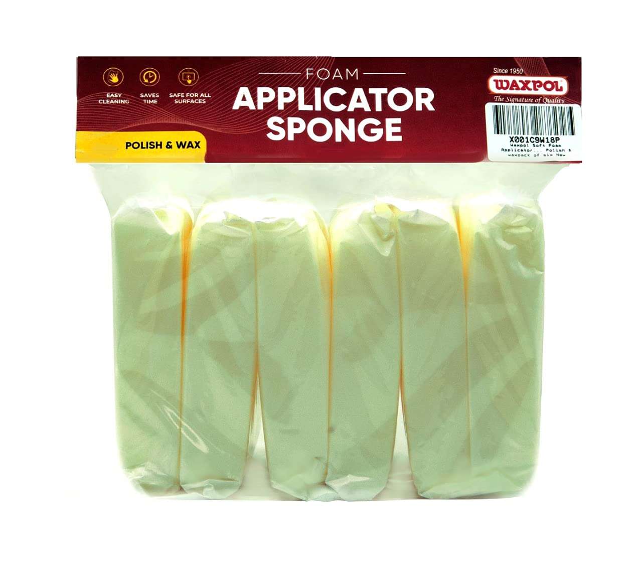 Waxpol Soft Foam Applicator Sponge for Polish & Wax (Pack of Six) 1