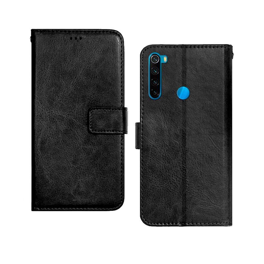 Pinaaki Enterprises Redmi Note 8 Flip Case | Premium Leather Finish | with Card Pockets | Wallet Stand |Complete Protection Flip Cover for Redmi Note 8 - Black 1
