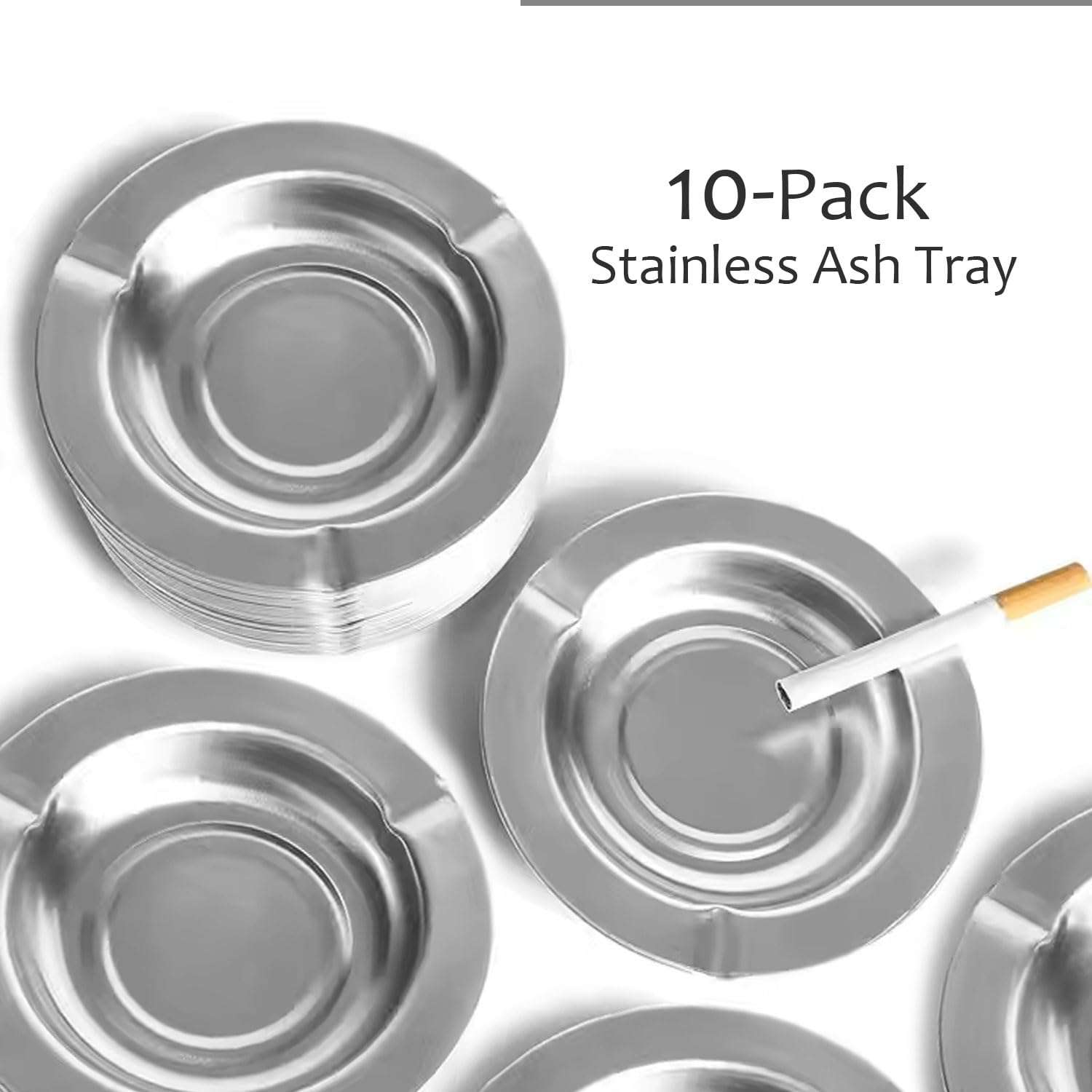 Ash Tray For Cigarettes & Cigar, Joyfulmap 10-Pack Stainless Ash Tray, Disposable AshTray, Portative Ash holder for Indoor/Outdoor, Home, Office, Patio, Restaurant Style,Round 4