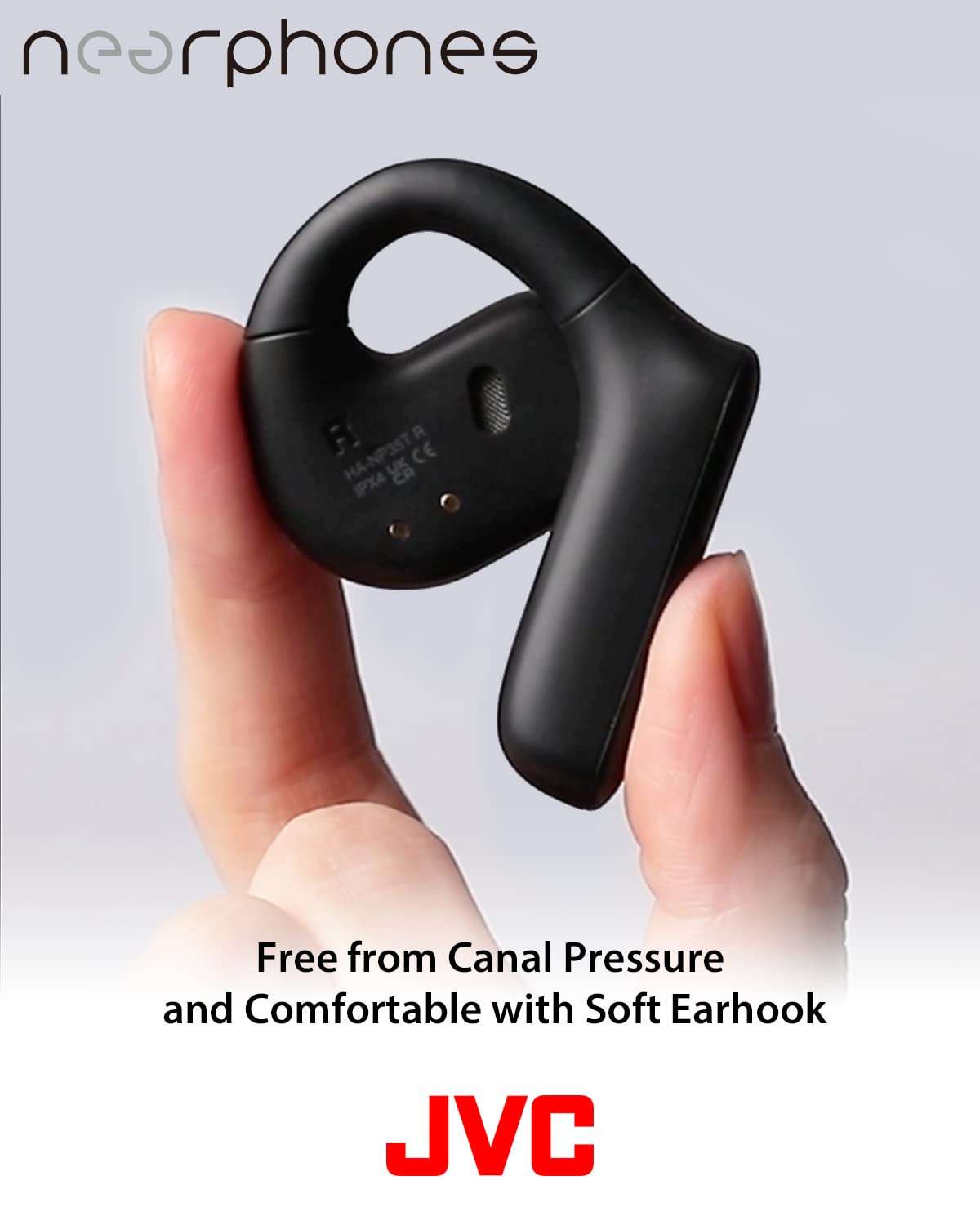 JVC Nearphones Open Ear True Wireless Headphones with 16mm Large Drivers for Powerful Sound, Single Ear use, and Long Battery Life (up to 17 Hours) - HANP35TW (Black) 4