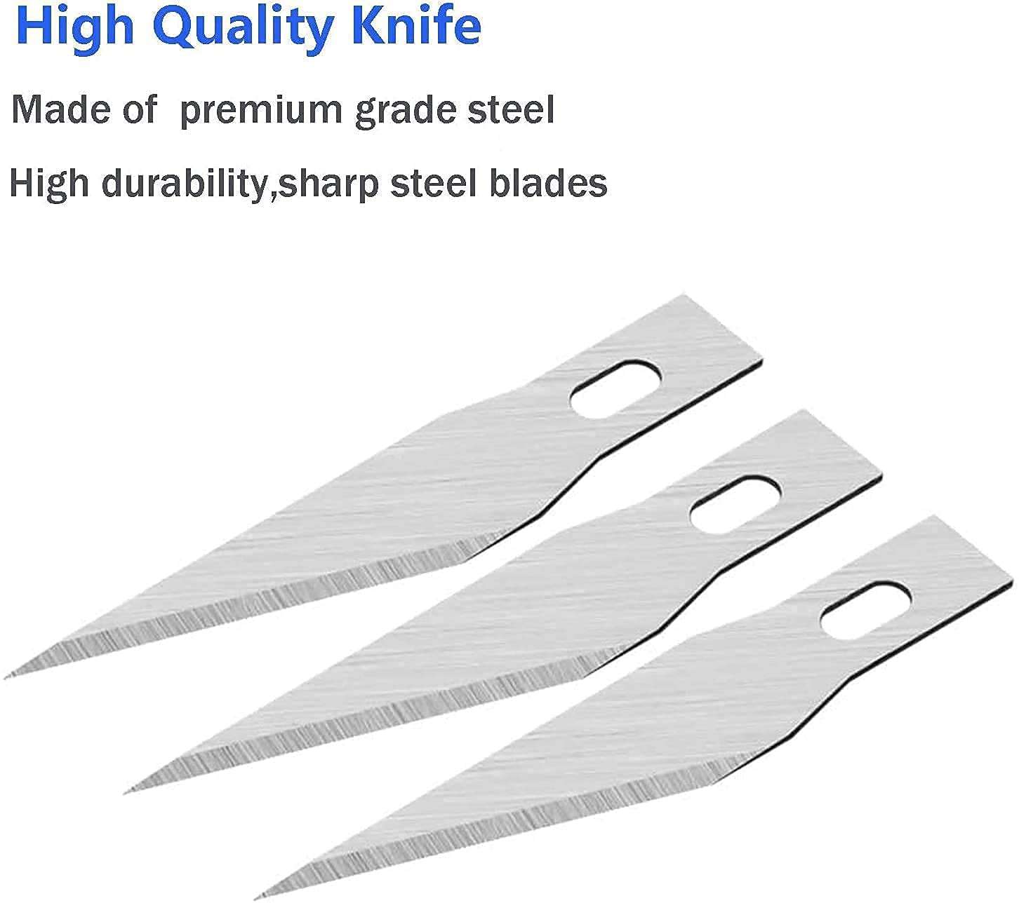 DIYSELF 1 Pcs Craft Knife Hobby Knife with 20 Pcs Stainless Steel Blades Kit and Black Cutting Mat 6in×8in (Gold) 4