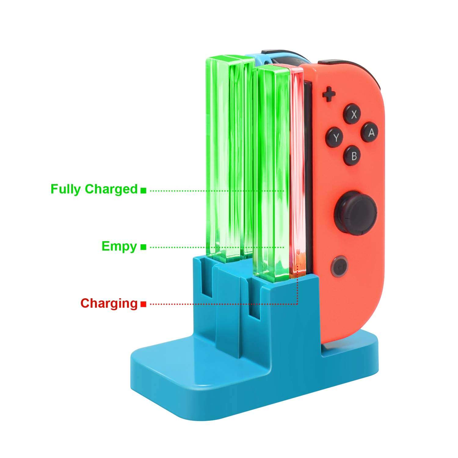 FastSnail Charging Dock Compatible with Nintendo Switch for Joy Con & OLED Model Controller with Lamppost LED Indication, Charger Stand Station Compatible with Joy Cons with Charging Cable (Blue) 6