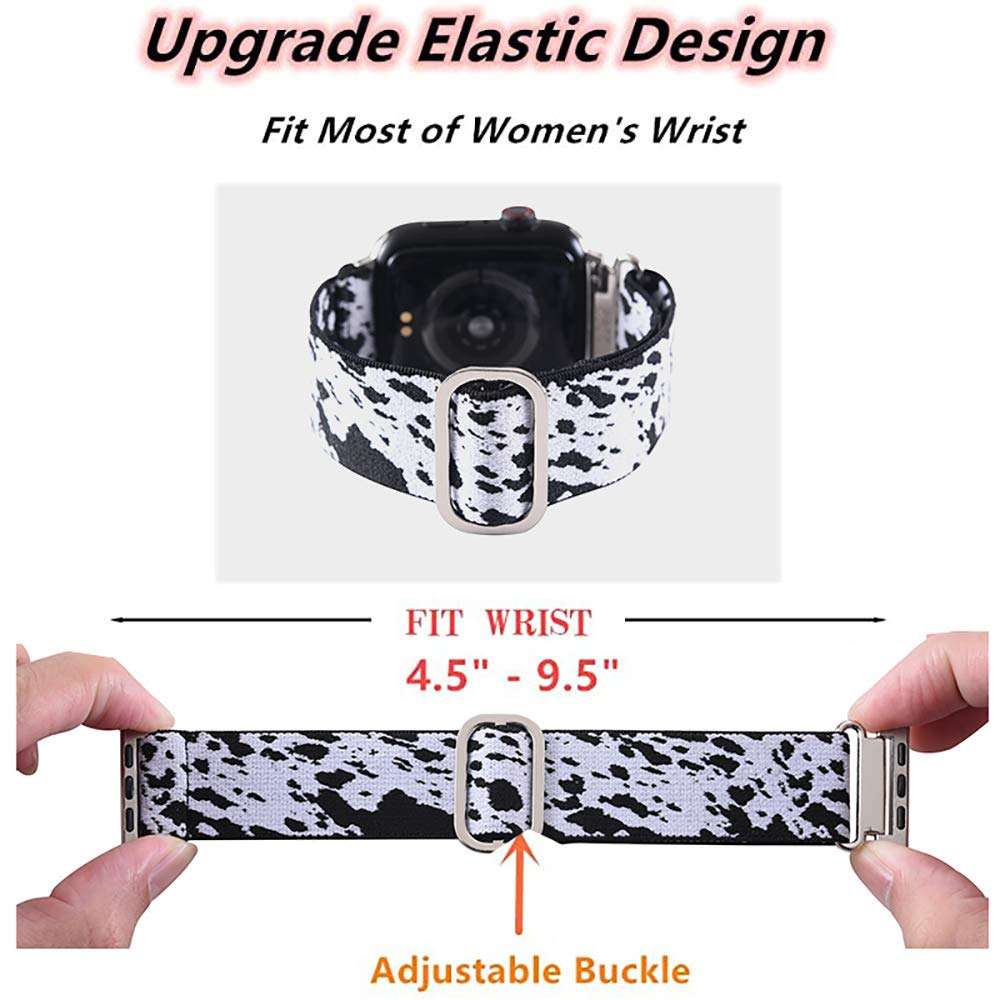 Elastic Apple Watch Bands Compatible with Apple Watch 38mm 40mm 42mm 44mm, Soft Stretch Elastics Wristbelt Replacement Wristband for iWatch Series 6/5/4/3/2/1 with Adjustable Buckle 3