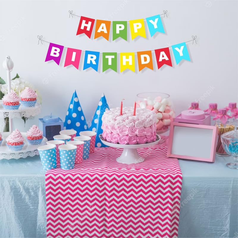 Untumble Multicolor Theme Birthday Banner | Happy Birthday Banner For Boys & Girls | Goes Well With Rainbow Theme Birthday Decorations | Happy Birthday Banner for Kids & Adults | Pack of 1 5
