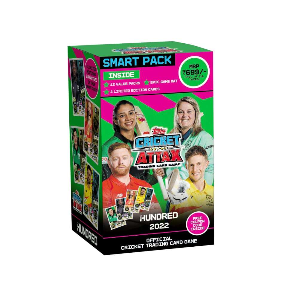 Topps Cricket Attax 2022 - Trading and collectable top Rated Card Game - Smart Pack 3