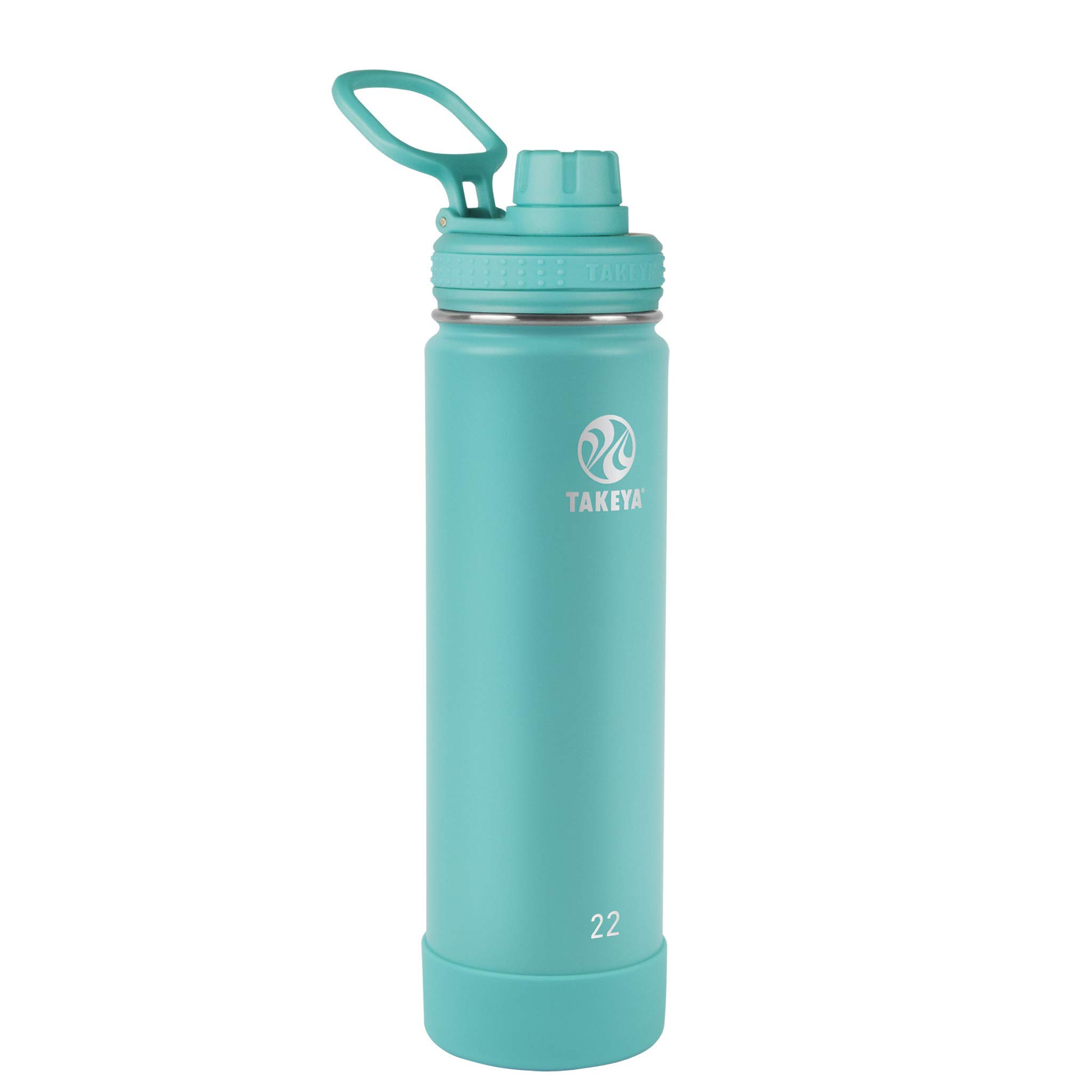 Takeya Actives 22 oz Vacuum Insulated Stainless Steel Water Bottles with Spout Lid Bundle - Teal and Bluestone 2