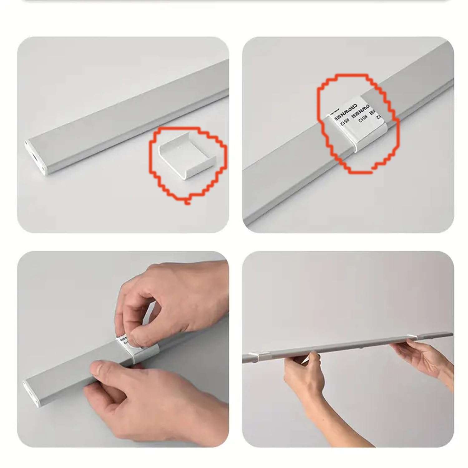 NIRDAMBHAY Motion Sensor Under Cabinet LED, 40 cm,1200mAh Battery,3 Color Modes, Dimmable USB Rechargeable Closet Lamp, Wireless Stick-On for Wardrobe, Kitchen, (Black Cabinet 40CM, 40 CM) 4