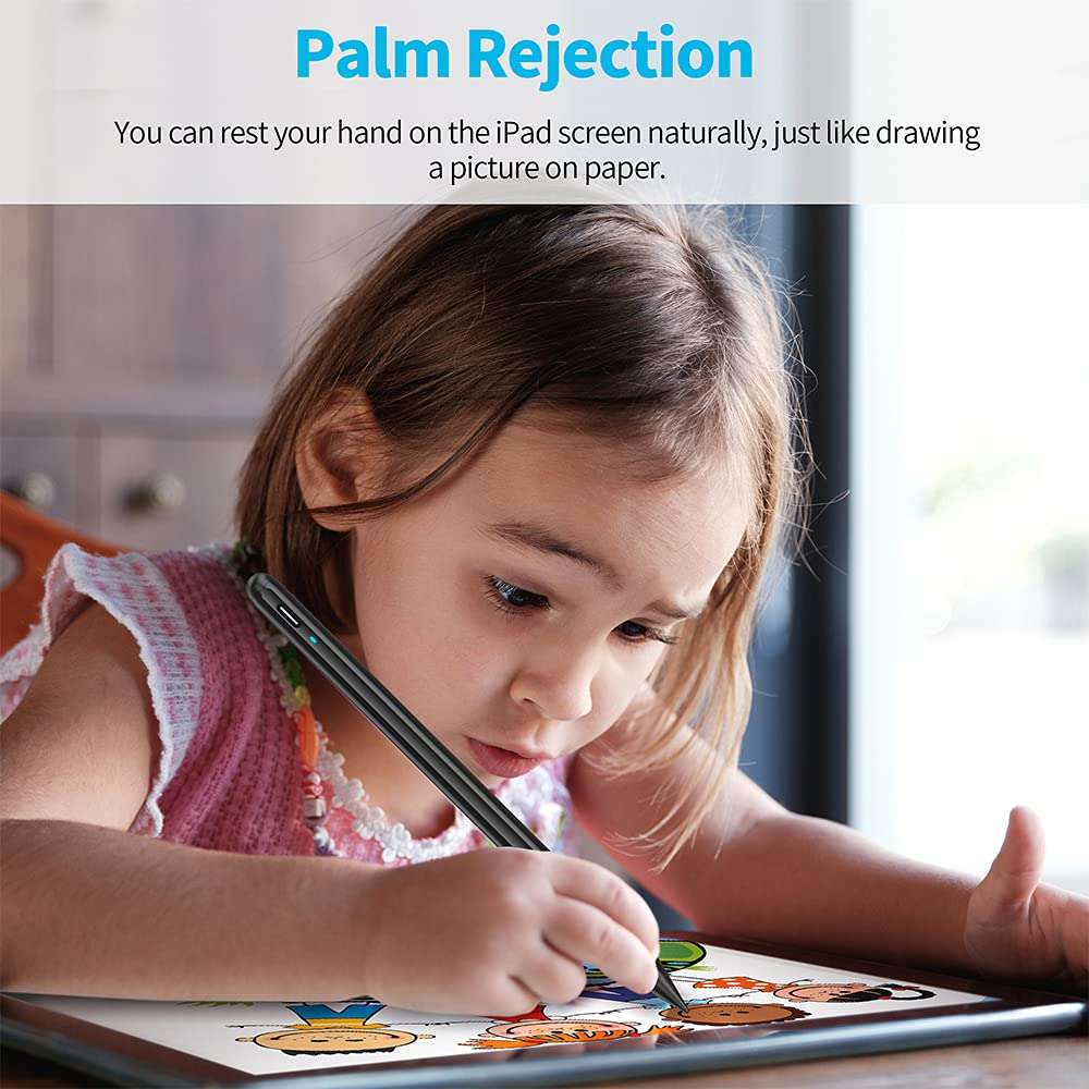 Stylus Pen 3rd Gen for iPad 2018- 2022 with Tilt, Magnetic, Palm Rejection, High Precise Fine Tip Stylus Pencil for Apple iPad 6/7/8/9, iPad Air 3/4/5, iPad Mini 5/6, iPad Pro 11 iPad 12.9 5
