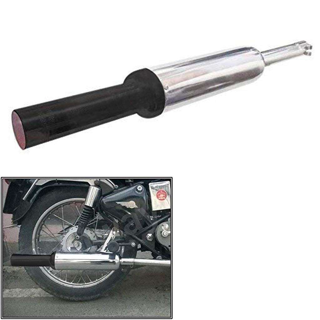 OZANGO Bike Mini Punjab Dholki Short Bottle Glasswool Filter Bullet Exhaust Silencer Front Black With Zed Clamp Bush For Royal Enfield Classic 350 3