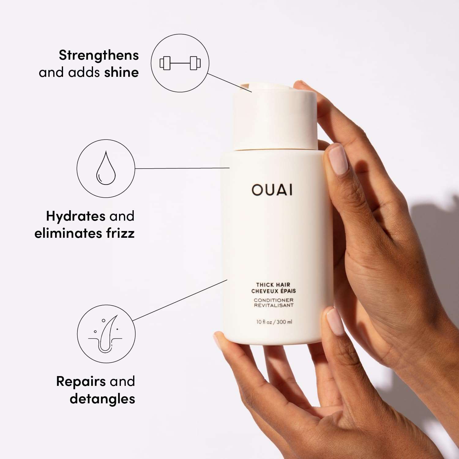 OUAI Thick Shampoo and Conditioner Set - Sulfate Free Shampoo and Conditioner for Thick Hair - Made with Keratin, Marshmallow Root, Shea Butter & Avocado Oil - Free of Parabens & Phthalates (10 Fl Oz) 5
