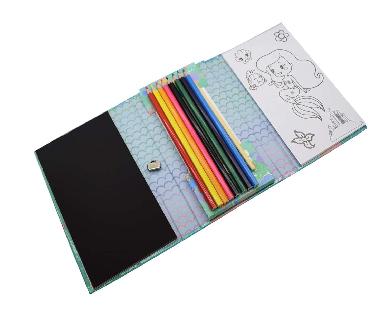 NEW PINCH Coloring Book Set for Kids – Includes 30 Drawing Sheet,8 Pencil Color,10 Scratch Sheet, Compact Art Kit,Prefect Return Gift for Kids - 3Pcs (Blue)(Design May Vary) 4