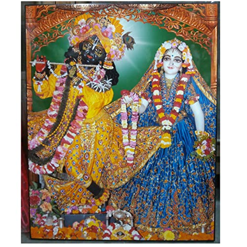 Templeshop Mayapur Iskcon Radha Krishna Photo Frame, Made by ply Wood Plastic for Home & Temple Decoraction Size (16/20 inches) 1