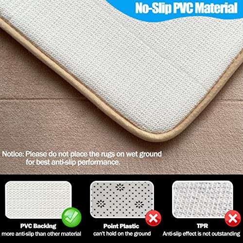 Bathroom Rugs Set 3 Piece,Memory Foam Bath Mat, Soft Bath Mats Ulta Soft, Absorbent Bath Rugs with No Slip PVC Backing Machine Washable, Easy to Dry - Beige 3
