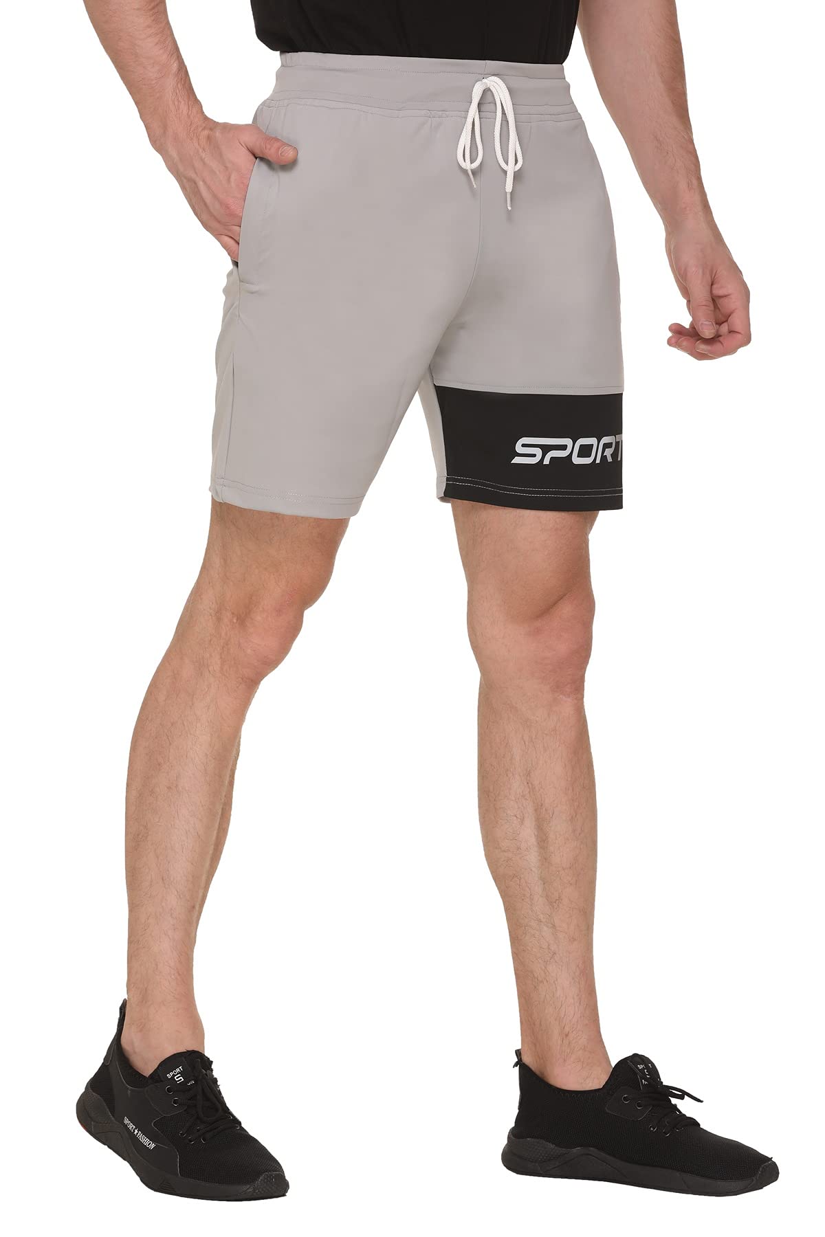 Leebonee Men's Sports Dri Fit Shorts with Four Way Lycra Light Grey 4