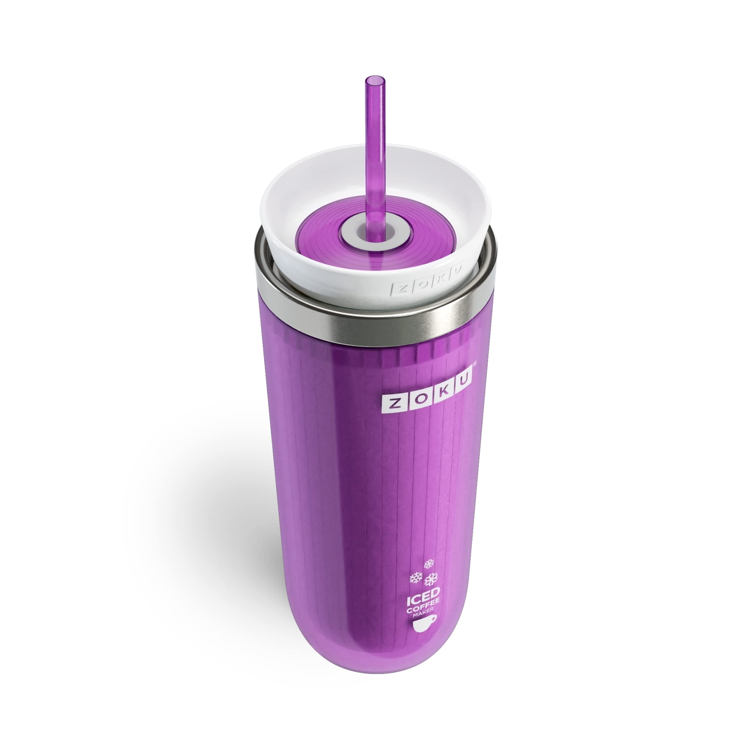 ZOKU Instant Iced Coffee Maker, Reusable Beverage Chiller Cools Hot Beverages in Minutes Without Dilution, Portable 11-ounce Tumbler With Spill-resistant Lid and Straw, Purple 4