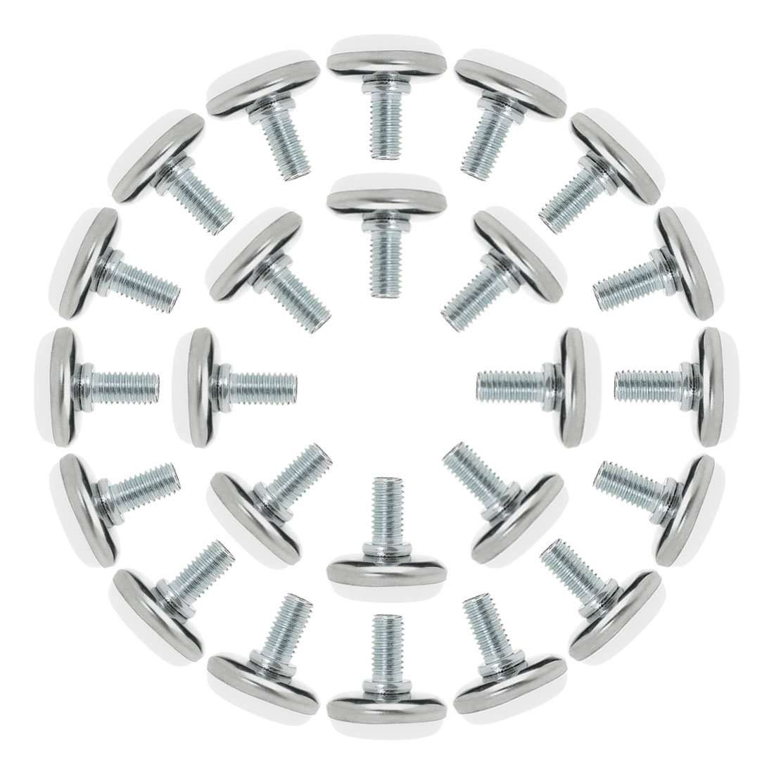 uxcell M8 x 13 x 30mm Screw on Furniture Glide Leveling Feet Adjustable Leveler Pad for Chair Industrial Machine Desk Leg 24pcs 1