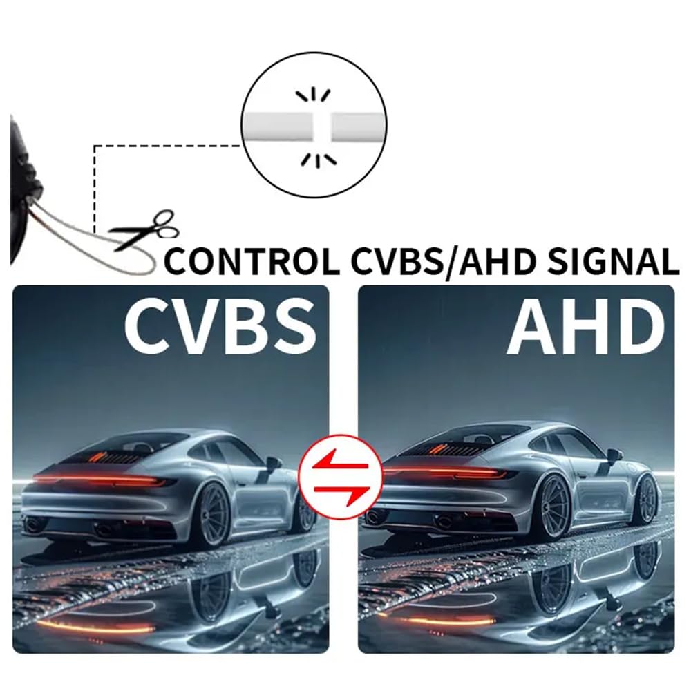 aSATAH AHD/CVBS Car Rear View Camera's Fisheye Lens Dynamic Trajectory Tracks Line Cable & Vehicle Camera for Nissan Tiida/Versa Hatchback/Grand Livina/Pulsar/Fairlady Z &170° Wide-angle Backup Camera 5
