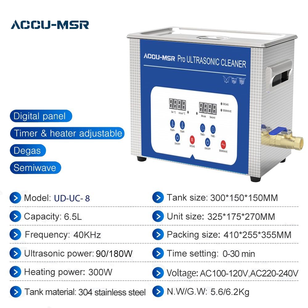 Accu-Msr Stainless Steel Ultrasonic Cleaner -2 liter | Power - 150w | Cleaner with Heating and Timer Setting | Ultrasonic Cleaning for Eyeglass,Silver,Watches 5