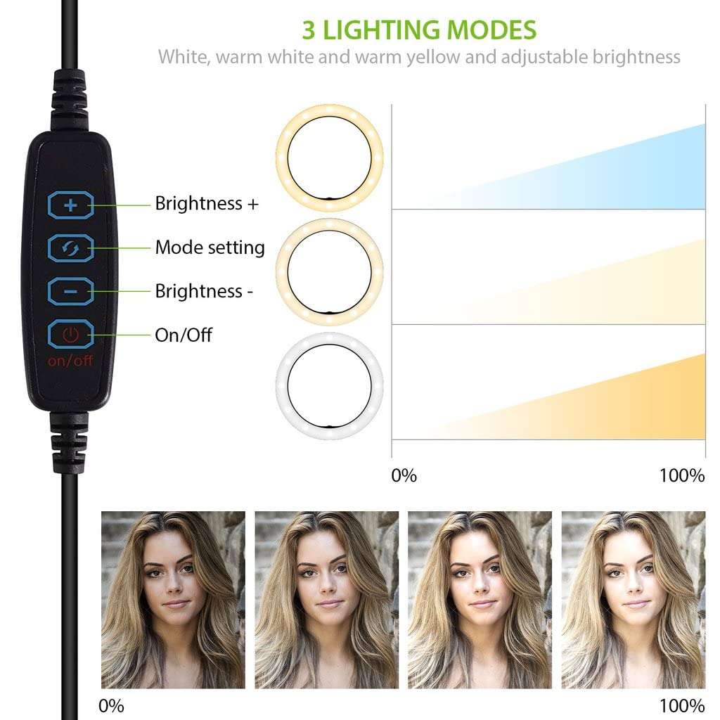 Bright Selfie Ring Tri-Color Light Compatible with Your Micromax EG111 10 Inch with Remote for Live Stream/Makeup/YouTube/TikTok/Video/Filming (Dimmable/Adjustable) 5