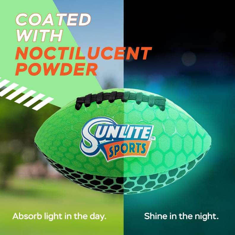 Sunlite Sports Glow in The Dark Waterproof Football, Light Up at Night Outdoor Play, Pool Beach Lake Park Water Toy, for Kids Children Teens Adults 2