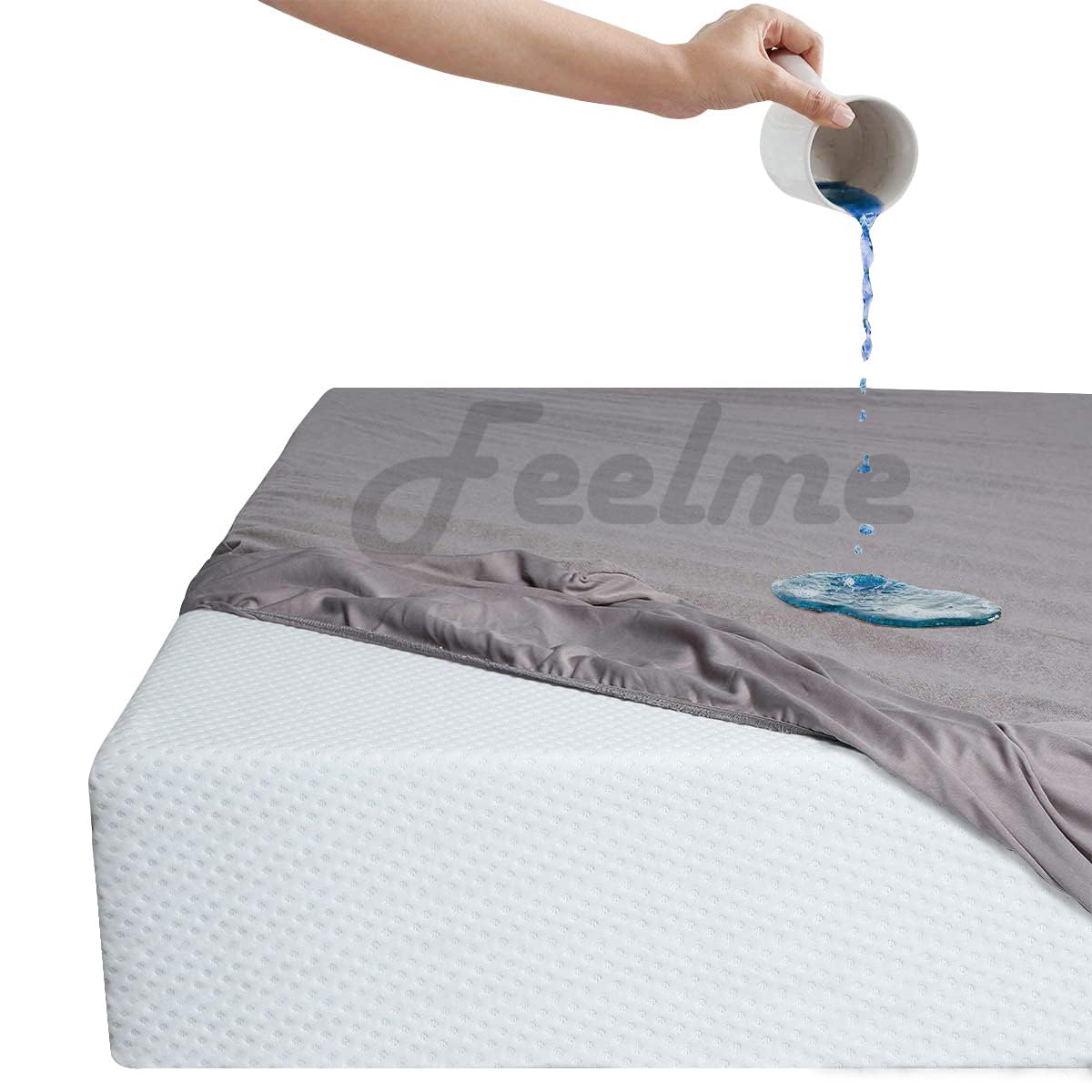 Feelme Waterproof Cotton Mattress Cover for Queen Size Bed Water Proof Gadda Cover Protector Baby Kids Urine Bedsheet (Grey, 78"X60") 3