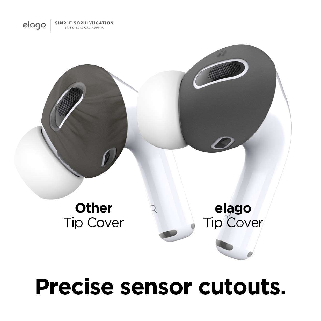 elago [Fit in The Case] Ear Tips Cover Designed for Apple AirPods Pro (2 Pairs of 2 Colors) (Dark Grey/White) 6