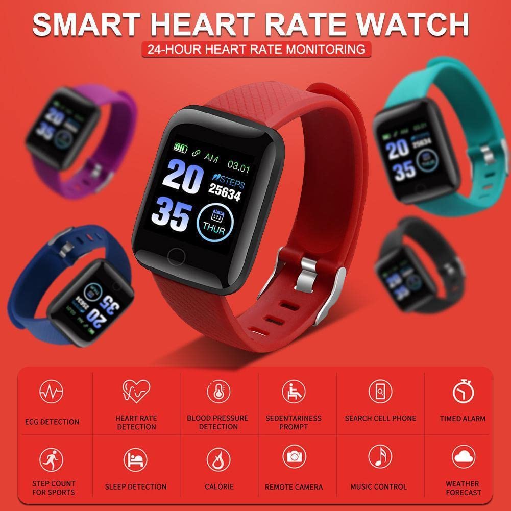 Texton Combo Pack of 2 Items - Bluetooth D116 SmartWatch with Heart Rate Monitor-Purple, True Wireless Pocket Friendly Bluetooth Headset for Boys/Girls (2 Year Warranty) 3