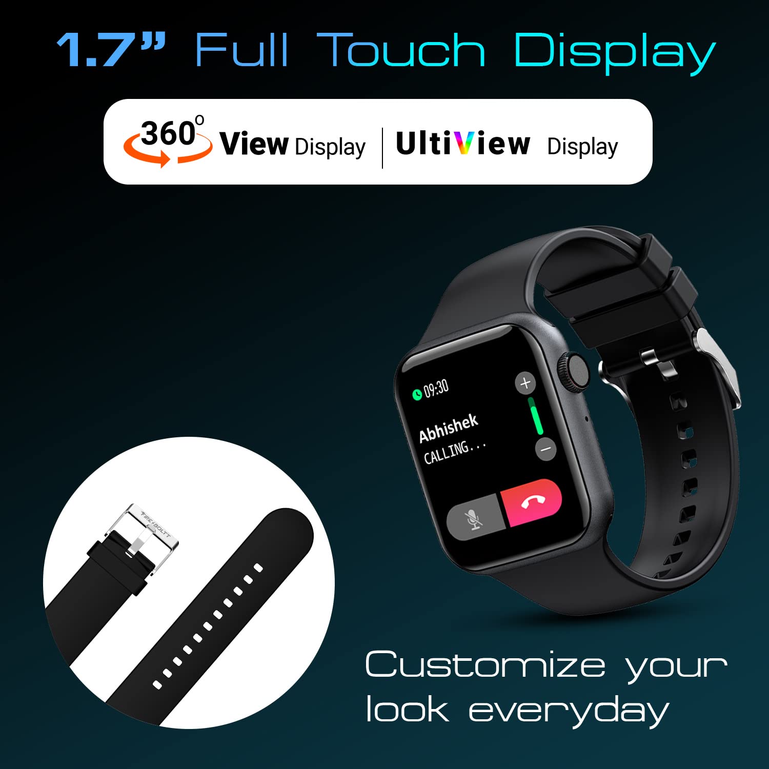 Fire-Boltt Call Bluetooth Calling Smartwatch with SpO2 & 1.7” Metal Body with Blood Oxygen Monitoring, Continuous Heart Rate, Full Touch & Multiple Watch Faces (Black) 3