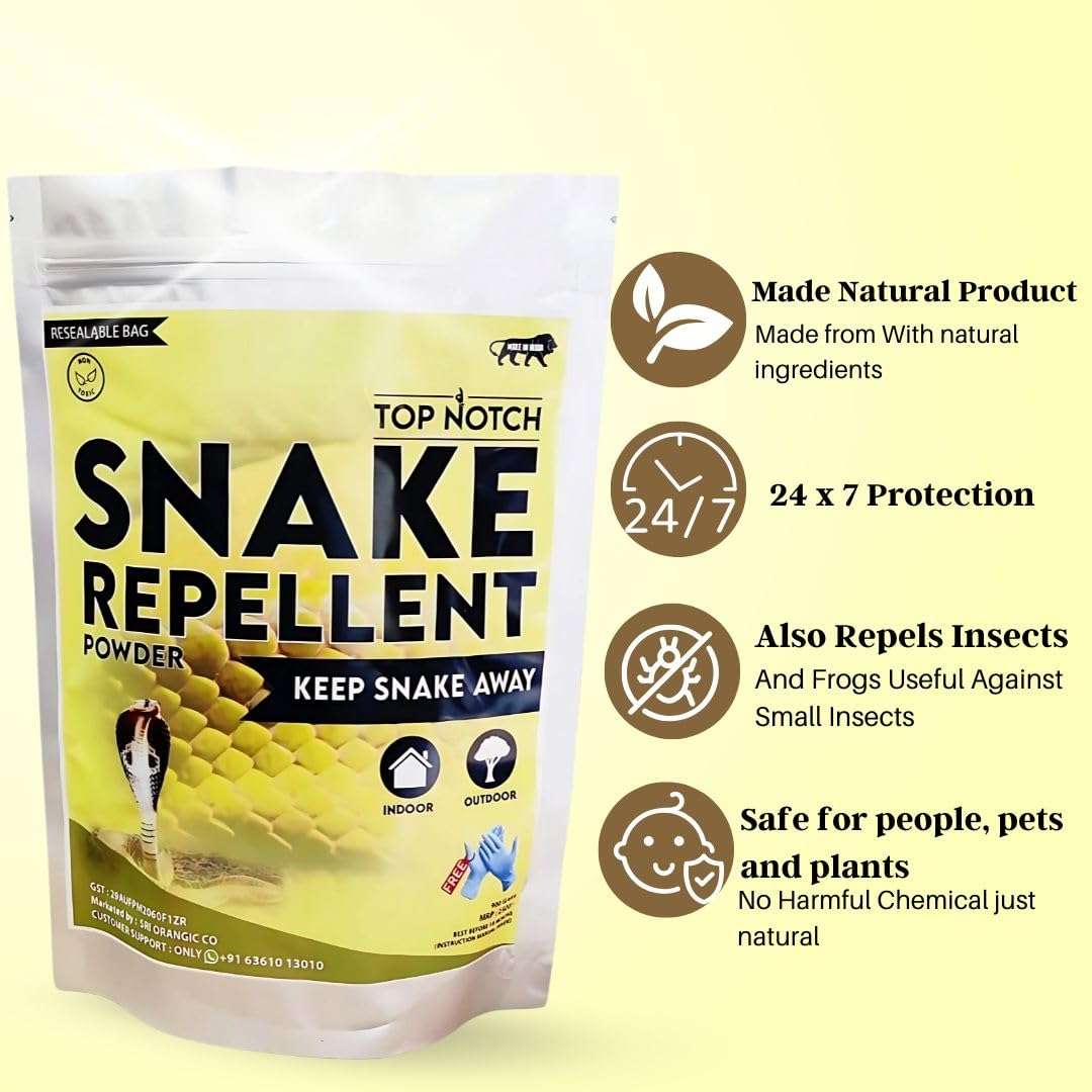 TOP NOTCH Snake Repellent Powder Most Powerful Instantly Effective With long Lasting Duration, Free Pair of Gloves With Product 4