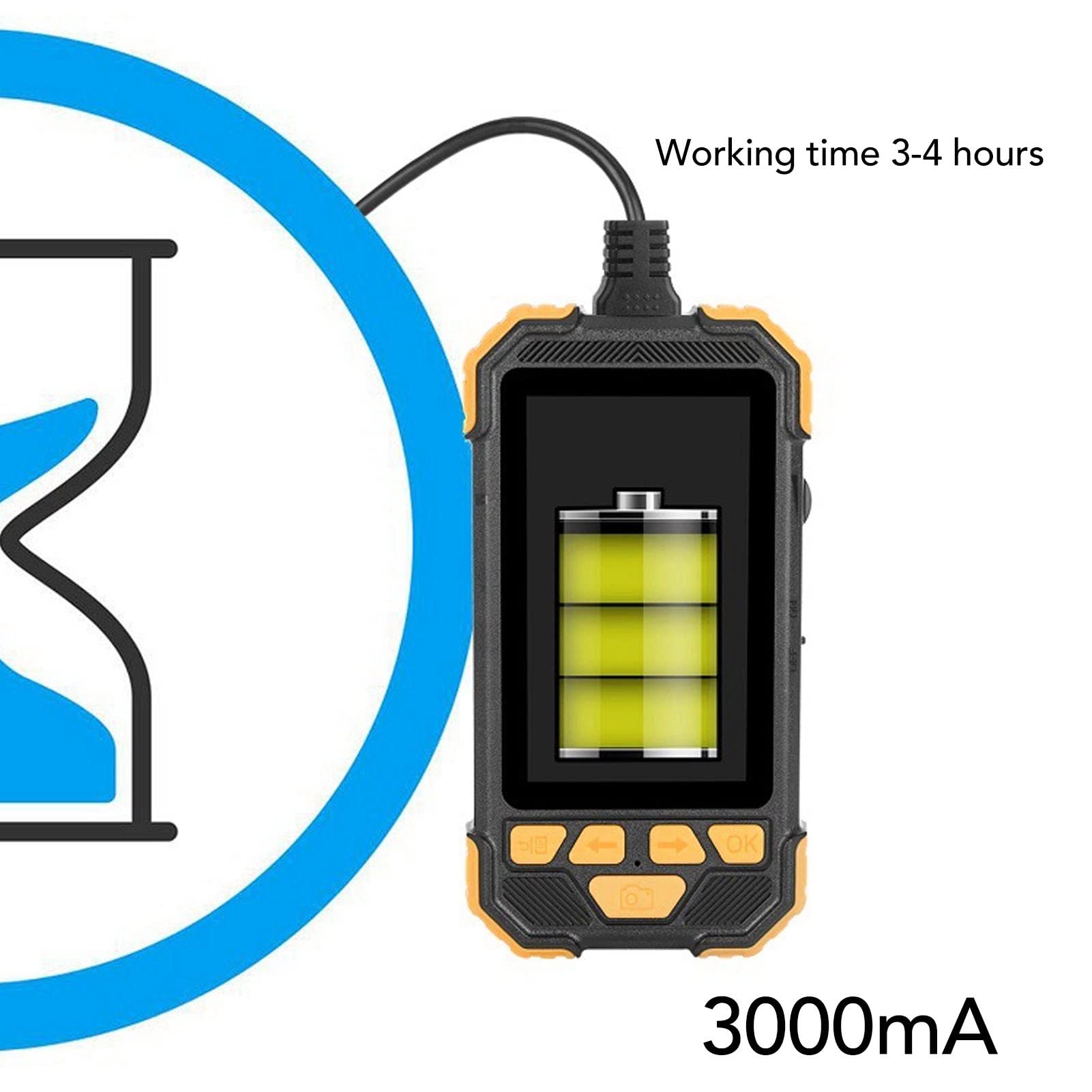1080P HD Borescope Inspection Camera 3000mAh Battery Scratch Protection Dual Lens Endoscope for Underwater Work (Orange) 5