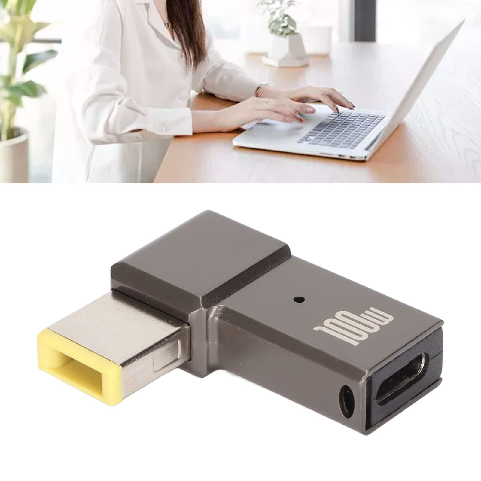 USB C to Slim Tip Adapter, 100W 5A Laptop Type C Female Input to Right Angle Slim Tip Rectangle Power PD Plug Converter for Yoga T Series T431s T440 T440p T440s, for 6