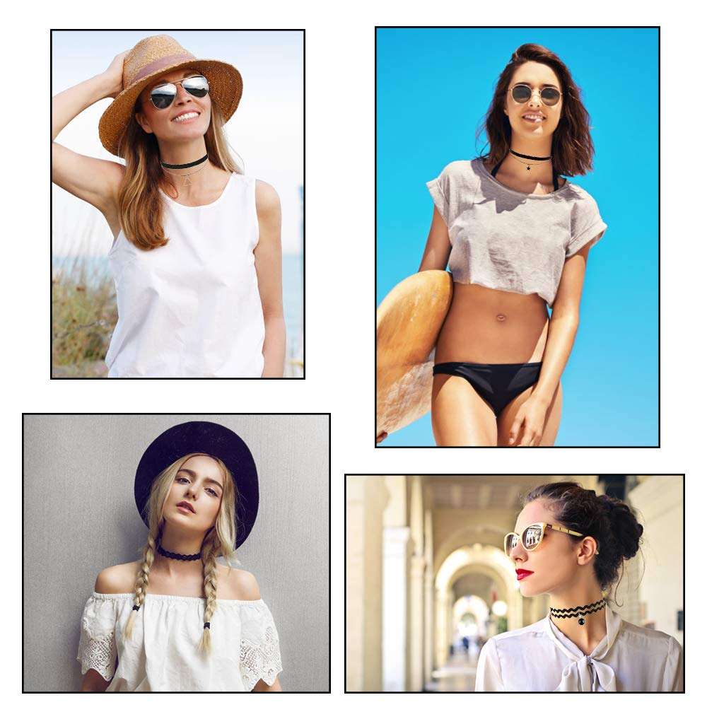 Outee 42 Pcs Choker Necklaces for Women Black Choker Set Tattoo Choker Necklace Classical Velvet Chokers 4