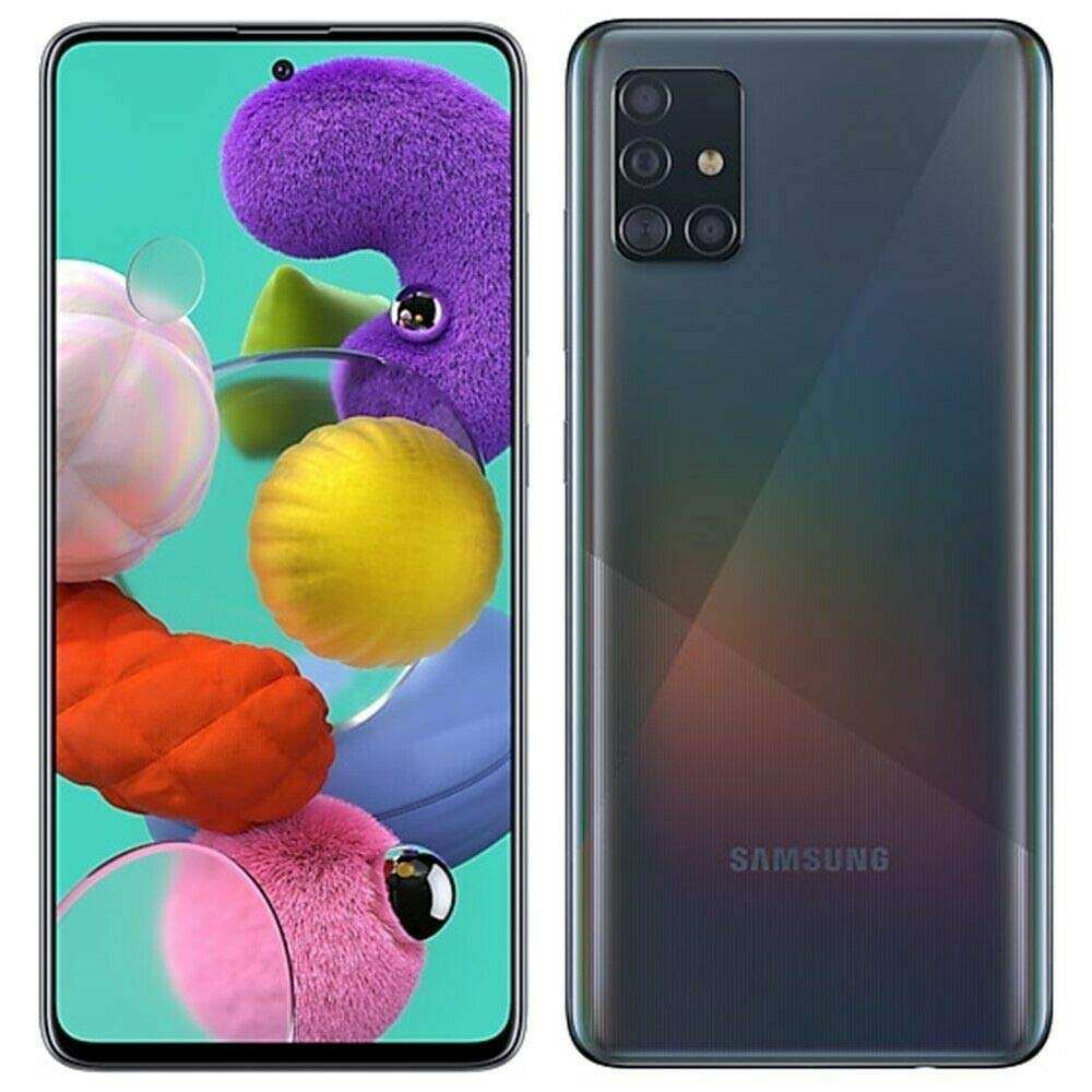 SAMSUNG Galaxy A51 (128GB,6GB RAM) 6.5", 48MP Quad Camera, Dual SIM GSM Unlocked A515F/DS- Global 4G LTE (T-Mobile, AT&T, Metro, Straight Talk) International Model (Black, 64GB SD Bundle) 2