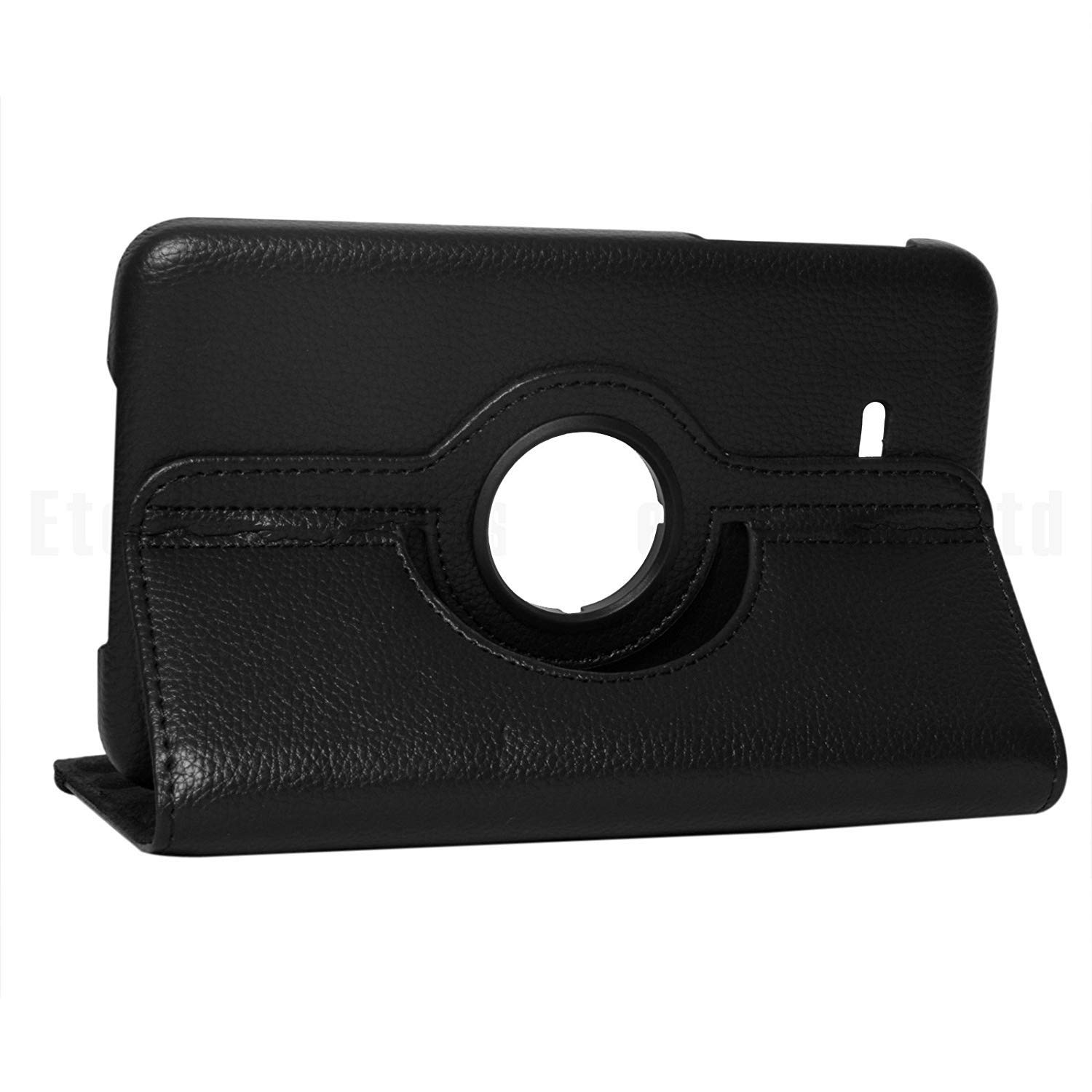 Bai and kaka® 360° Degree Rotating Multi Angle PU Leather Screen Protective Smart Book Flip Carry Case Cover for Samsung Tab 3 Lite, Tab 3 Neo Black 4
