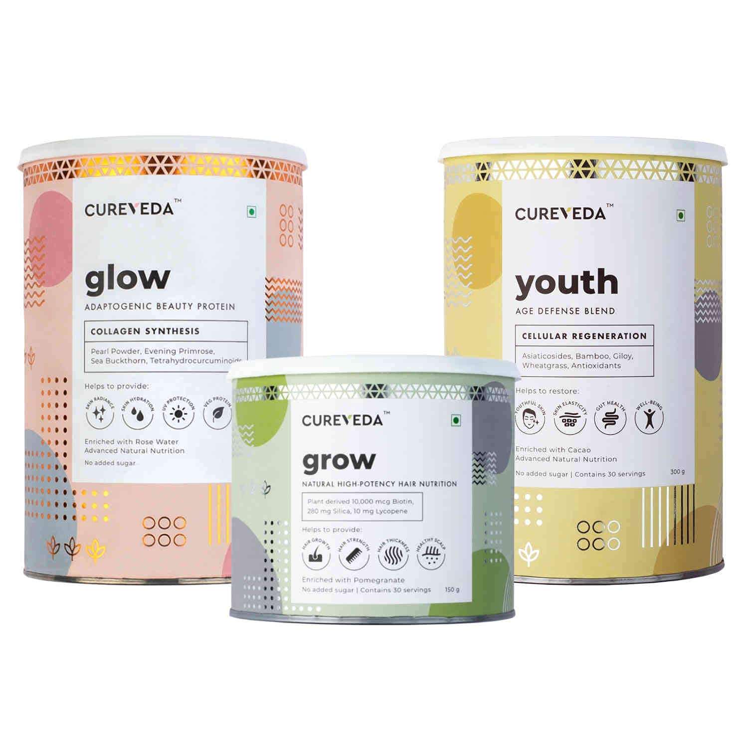 Veena Cureveda Glow, Grow & Youth Complete Skin & Hair Combo 1