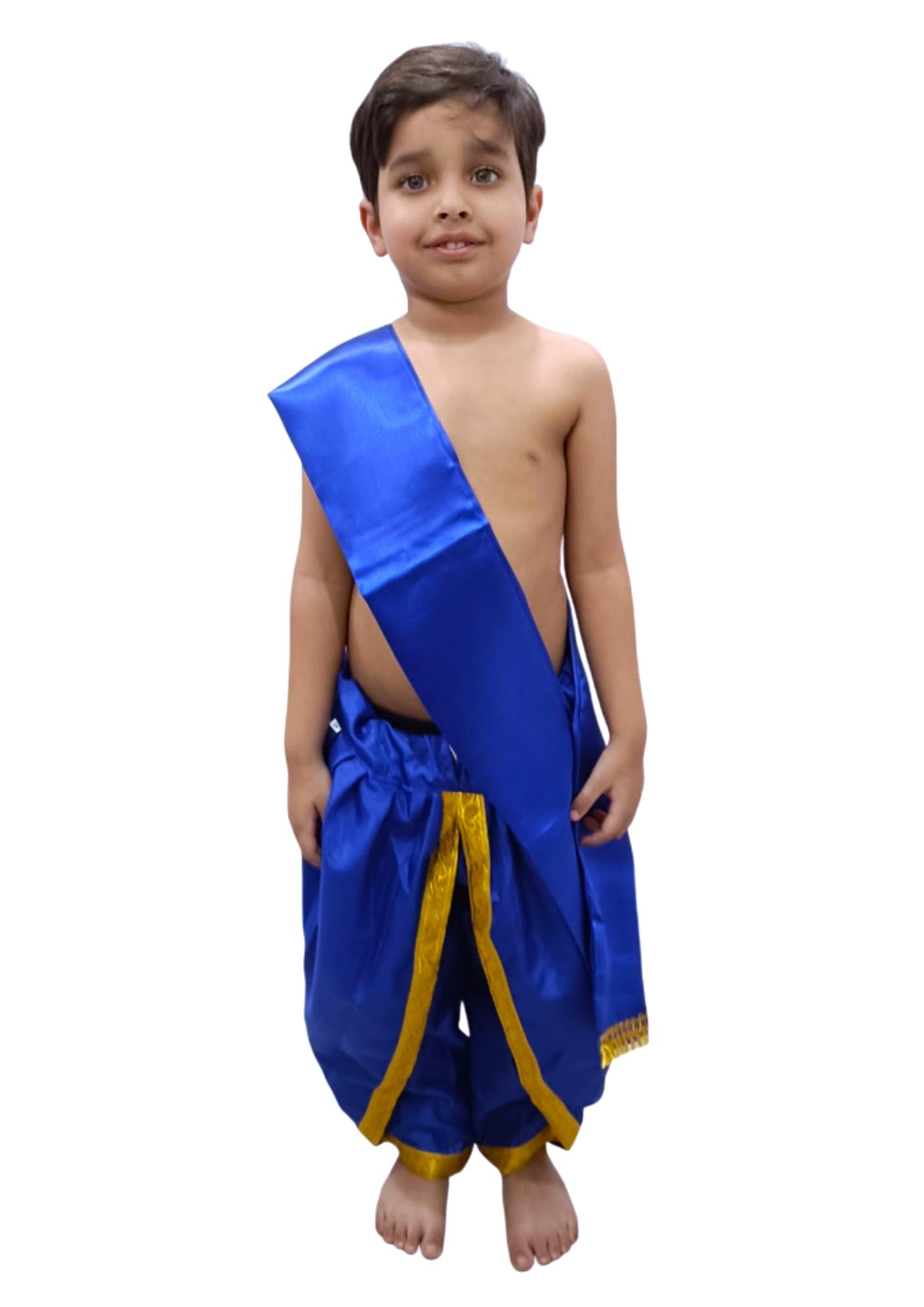 BookMyCostume Blue Dhoti with Patka Indian Folk Cultural Role Play Dress | Indian Traditional Costume for Boys 8-10 Years 3