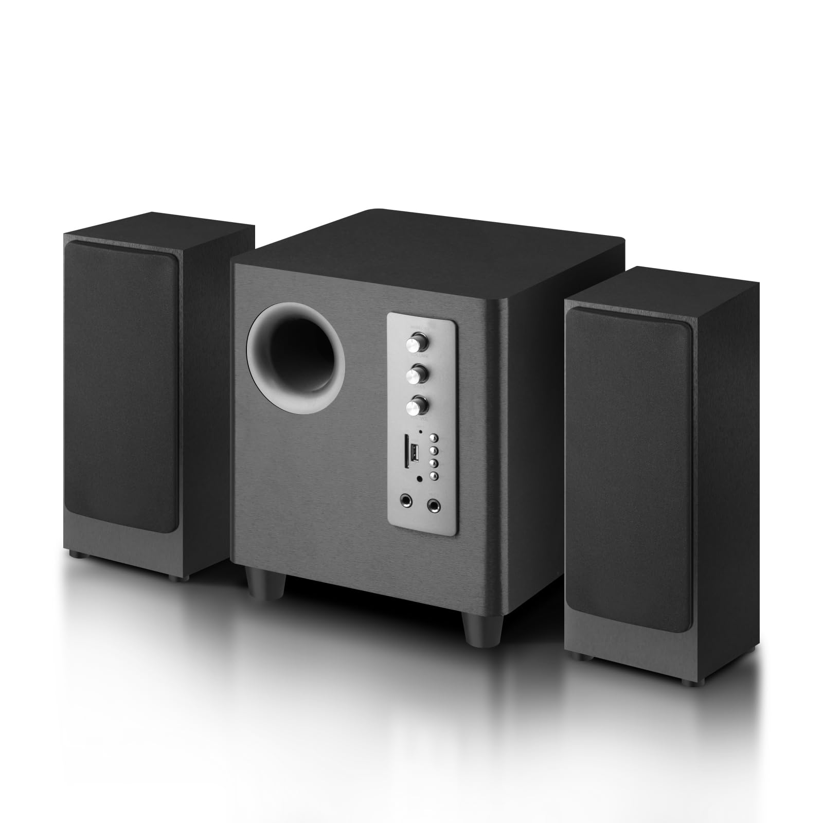 Elimavi TV Surround Sound System with 5.5-inch Subwoofer and 3-inch Mid Tweeter for Home Theater Speakers, 60W Peak Power, Support RCA/BT/TF Card Inputs Suitable for TVs, PCs