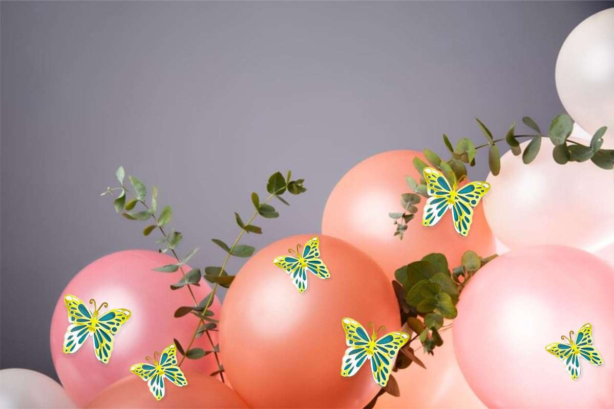 Untumble Butterfly Stickers for Balloon Decoration | Light Blue & Gold Butterfly 3D Stickers for Wall Decoration | Butterfly Decoration Items | Butterfly Stickers for Birthday Decoration| Pack of 6 5