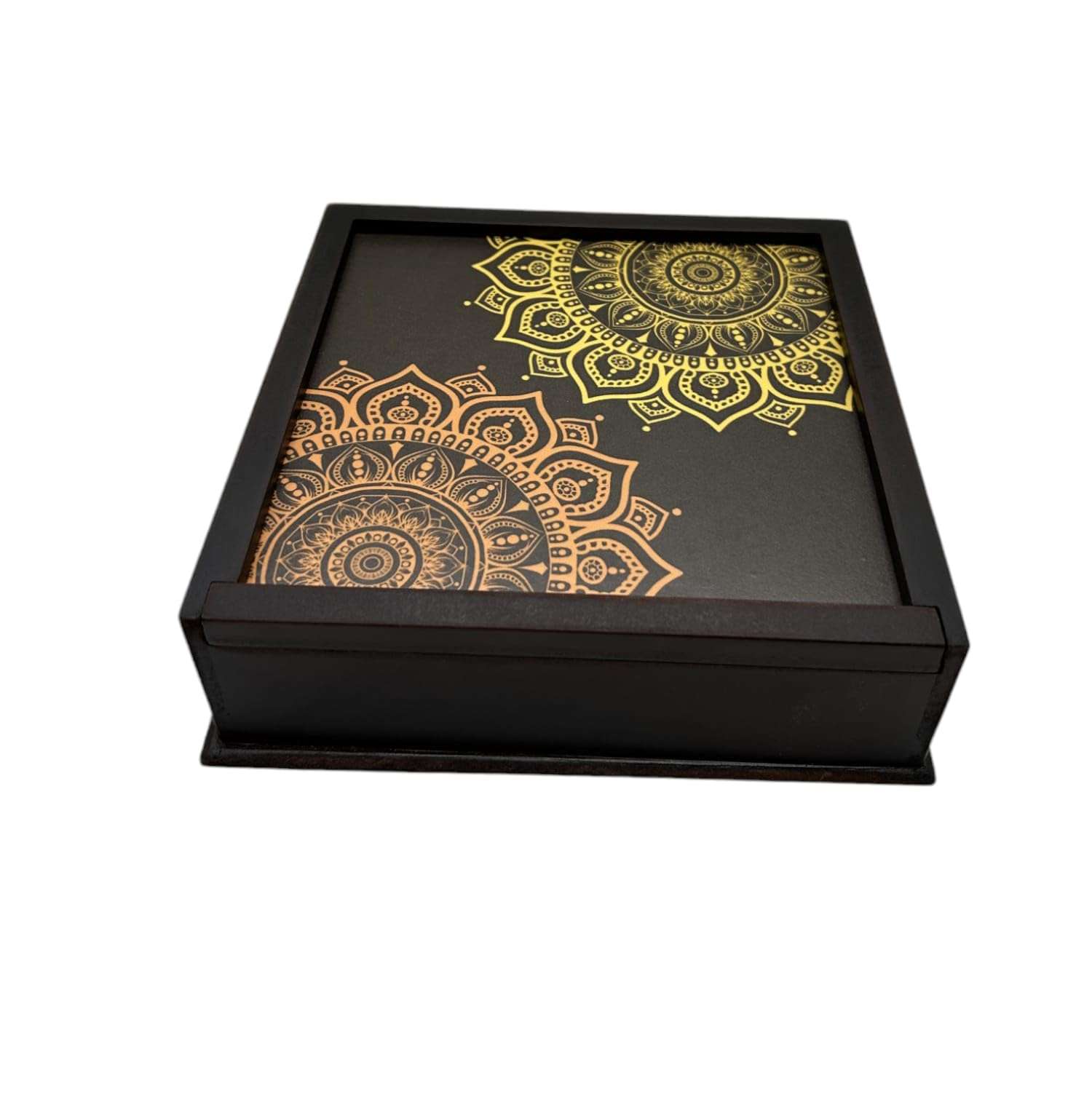 Angira handicrafts Wooden Dry Fruit Box Multipurpose 4 Section Handcrafted Large Size Square Dry Fruit Box for Diwali Gift, Food Storage, Spice Box AHS-WBOXX010 5